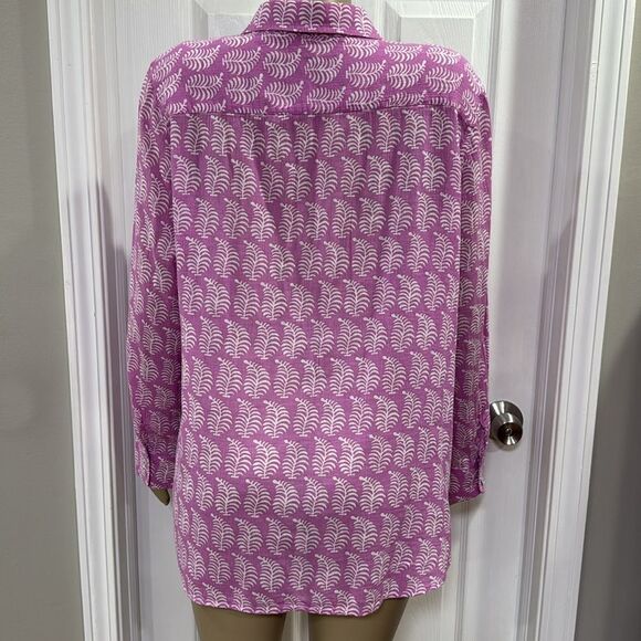 Talbots Lavender and White Button Down Shirt - Picture 5 of 7